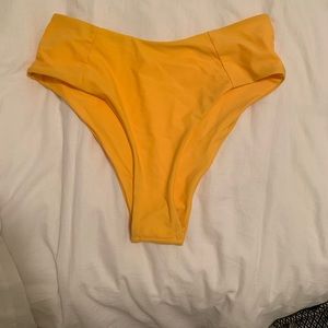 Yellow high waisted bathing suit bottoms